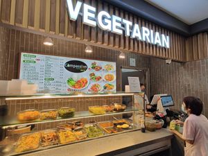 Stall front at Compassion Vegetarian Cuisine 慈悅素 in Central Singapore