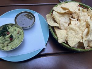 Guacamole, chips and salsa  at Las Adelitas in Prague