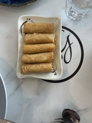 Five complimentary spring rolls for all of us - Vegan  at Royal Garden Milton in Milton