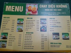 Menu in Vietnamese only at Diệu Không in Ho Chi Minh City