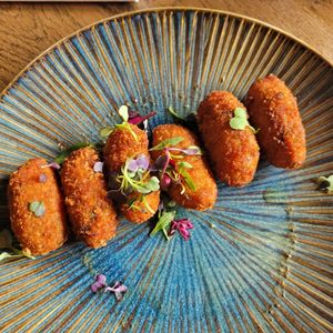 Croquetas with sweet potato and shiitake at Llepadits Girona in Girona