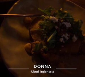 Roasted Pumpkin/ quinoa tabbouleh, caramelised red onions, vegan feta cheese, mint leaves, vegan dressing   at Donna in Gianyar