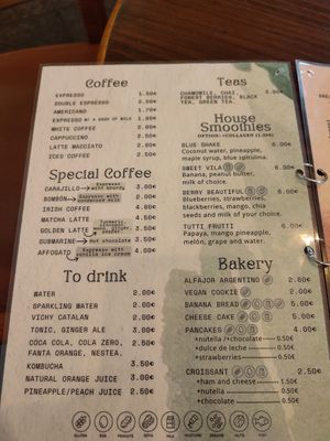 Menu at Monte Gastro Café in Villajoyosa