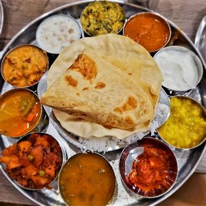 South Indian thali (vegetarian version)  at Saravanaa Bhavan in Stamford