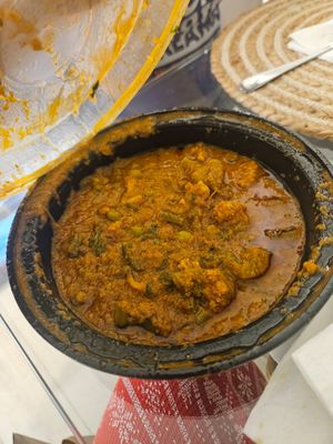 Vegetable masala curry. Comes with rice at Saravanaa Bhavan in Stamford