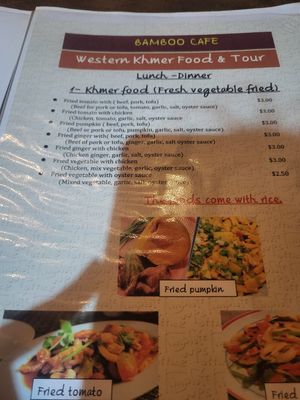Menu at Bamboo Cafe in Senmonorom