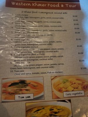 Menu at Bamboo Cafe in Senmonorom
