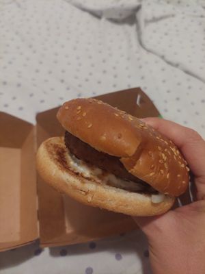 Plant based burger at Pizza Fan  in Rhodes