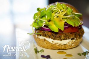 Nourish Burger: soy-free, gluten-free goodness  at Nourish Restaurant and Cafe in Newmarket