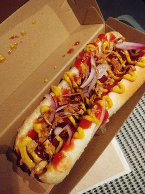 Vegan hot dog at Boston Burger in Chippenham