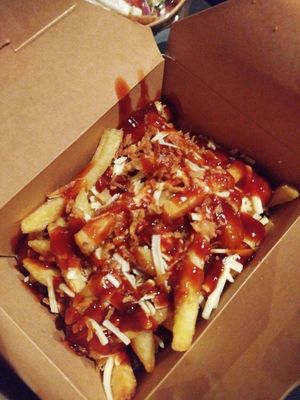 Vegan dirty fries at Boston Burger in Chippenham