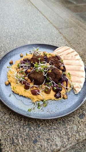 vegan falafel with hummus at Café Morgal in Brno