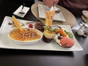 Creme Catalan dessert platter  at Petersilchen in Xanten