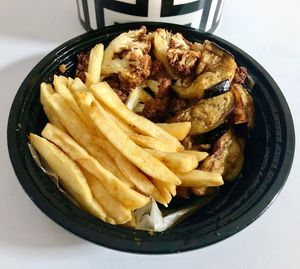 Mixed fries plate at Falafel Alaseel in Dubai