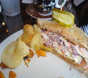 Vegan Rachel sandwich at Espresso Yourself Cafe in Newport