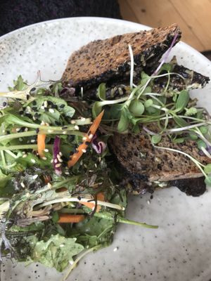 Mushroom and cheese toastie  at Little Bird Kitchen in Auckland