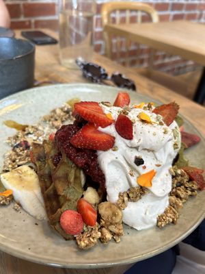 matcha waffles  at Little Bird Kitchen in Auckland
