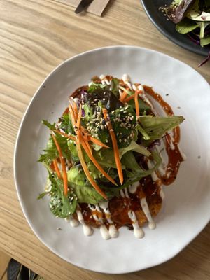 kimchi pancakes  at Little Bird Kitchen in Auckland