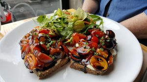Sprouted bread tomatoes at Little Bird Kitchen in Auckland