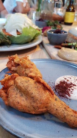 Courgette flower stuffed with macadamia ricotta at Little Bird Kitchen in Auckland