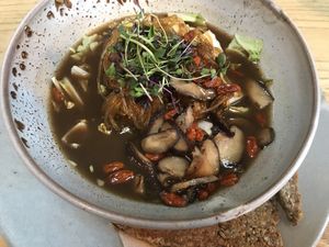 Shiitake mushroom broth at Little Bird Kitchen in Auckland