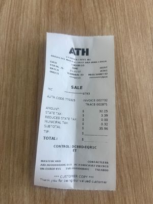 Receipt   at VGarden Caffé in Luquillo