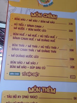 Menu outside. In Vietnamese only at Nhà Mình in Ho Chi Minh City