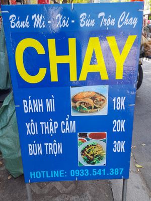 Menu at Tâm Như in Ho Chi Minh City