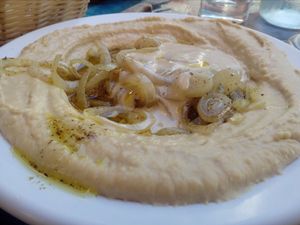 Hippie houmous  at Doobie's Vegan Bar in Haifa