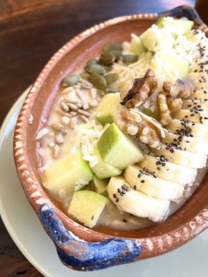 Oatmeal bowl  at Casa del Café in Huatulco