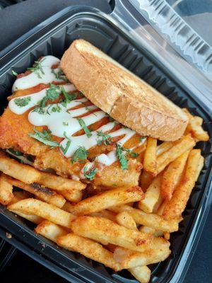 VCC 2025: fried tofu sando at Flame at Bloom in Normal