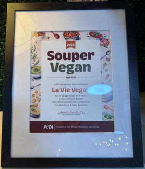 peta award!  at La Vie French Café in Saint Charles