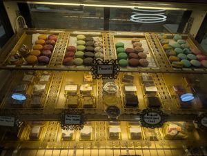 Bakery case at La Vie French Café in Saint Charles