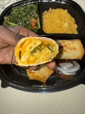 Soul roll filled with Mac, greens, and sweet potatoes   at UnbelieVegan in Fairburn