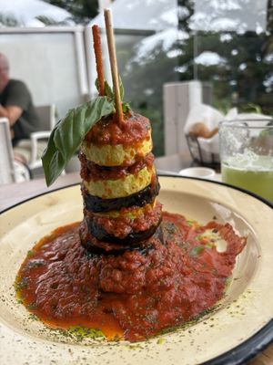 La Torre (torre de vegetales)  at Pura Vida Resto in La Barra