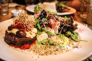 raw burger at Bio Solo Organico in Buenos Aires