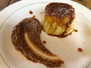 Flan with dulce sin leche at Bio Solo Organico in Buenos Aires