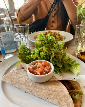 burrito with lots of fresh veg at Bio Solo Organico in Buenos Aires
