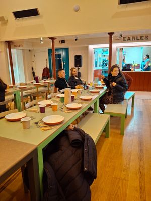 A view of part of the indoor seating area.  In the background a drinks outlet.   at Cath's Cornish Kitchen - Maybe closed in Redruth