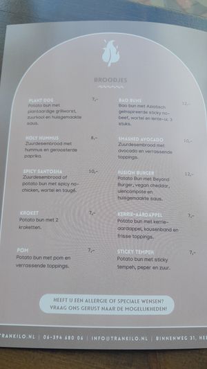 Menu at Trankilo in Heemstede