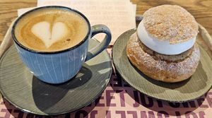 Vegan semla with coffee at Mr Cake in Gothenburg