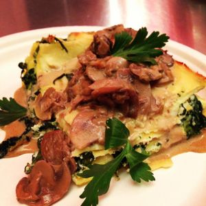 LASAGNA RICOTTA E SPINACI CON SALSA DI FUNGHI_ricotta cheese & spinach with mushroom sauce at Lazagne in Amsterdam