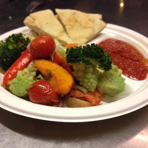 KASH_VEGANZ MIX - vegan choice: veggies with tomato sauce & focaccia at Lazagne in Amsterdam