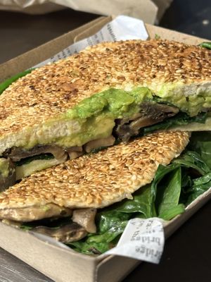 Mushroom bagel   at AKM CAFE  in Bondi Beach