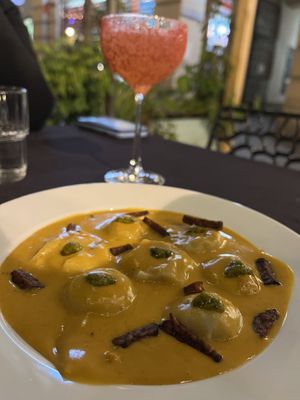 Ravioli with cheesy sauce  at LAS in Lodz