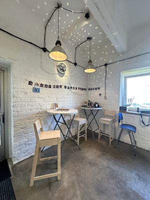 Tables inside  at Retro Burger in Tallinn