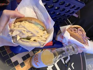 Retro Burger on the left, BBQ Burger on the right.  at Retro Burger in Tallinn