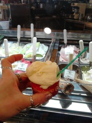 pina colada sorbet at Siciliana Cafe in Tel Aviv