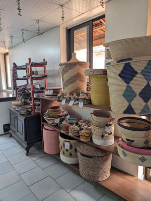 Handwoven items at Ark Organics in Kampala