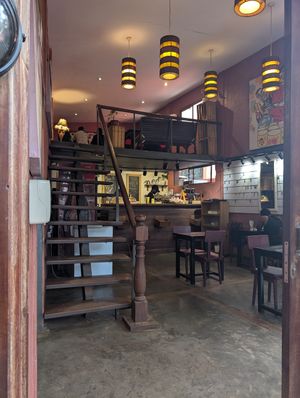 Indoor seating at Endiro Coffee in Kampala